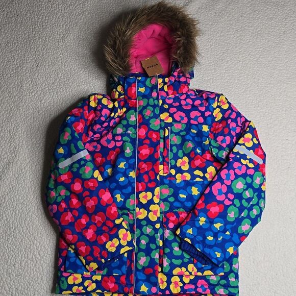 NWT Mini Boden All-weather Waterproof Coat Multi Rainbow Leopard 10-11 - Picture 3 of 7